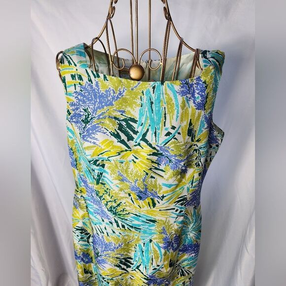 Pure Silk Size 10 Talbots Petite White Floral Sleeveless Zippered Sheath Dress - Picture 4 of 8